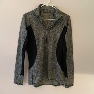 Athleta Gray and Black Quarter-Zip Pullover Athletic Gym Women's size Medium